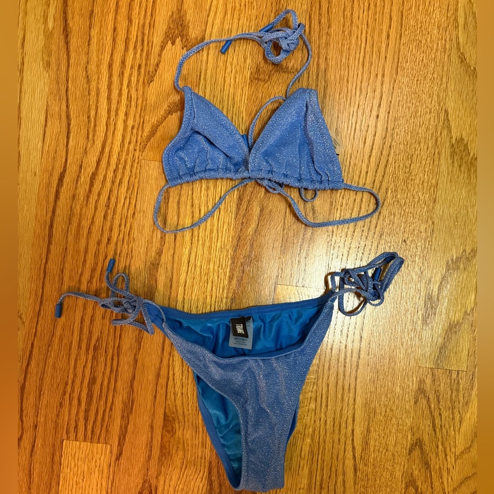 Blue Glitter Triangl Bikini